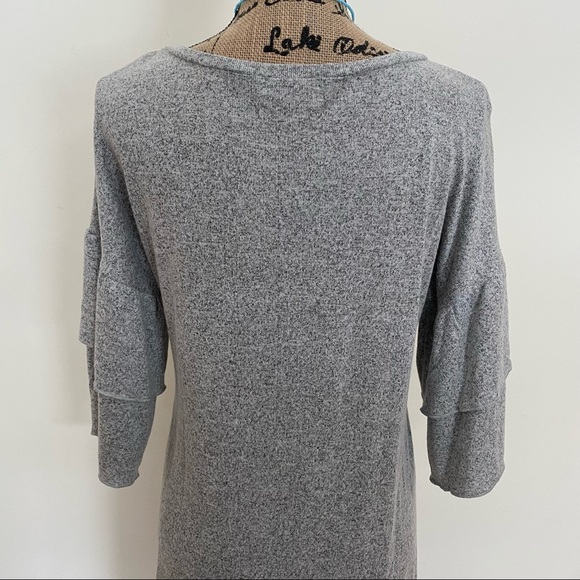 Cupio Grey Dress with Ruffle Sleeves Soft Cozy Essential - Picture 7 of 9